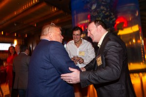 Guests socializing at FundBank's launch event in New York.